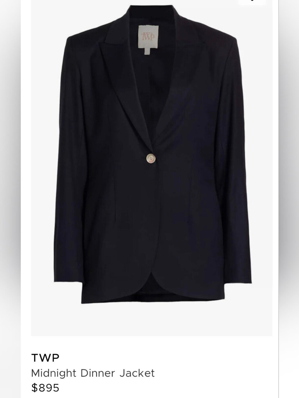 TWP Midnight "Dinner" Single-Button Blazer NWT $875 Sz XSmall #sleek